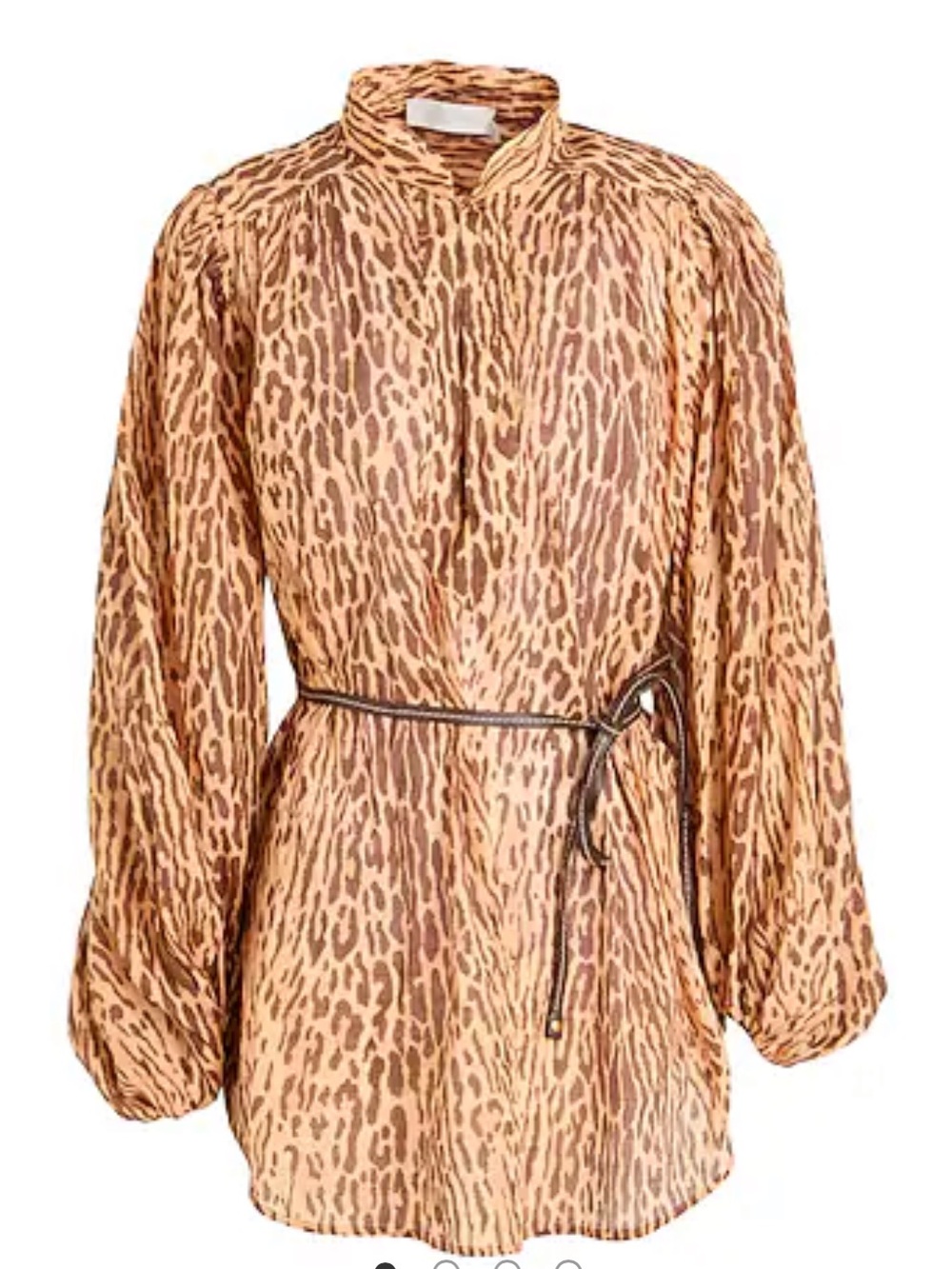Zimmermann Beige and Brown Leopard-Print Button-Down Tunic